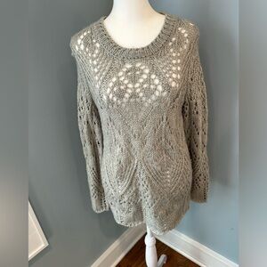Gray knit peekaboo sweater
